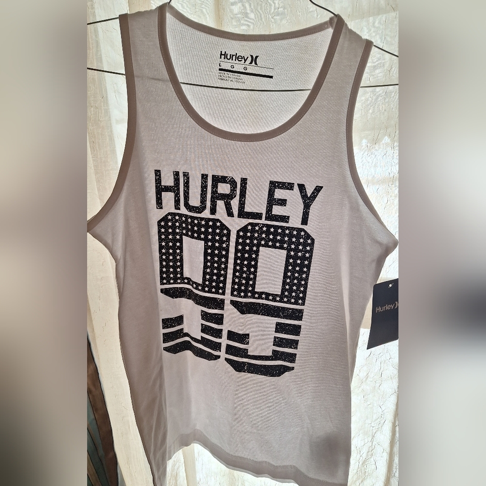 Hurley White Tank with Black Graphic